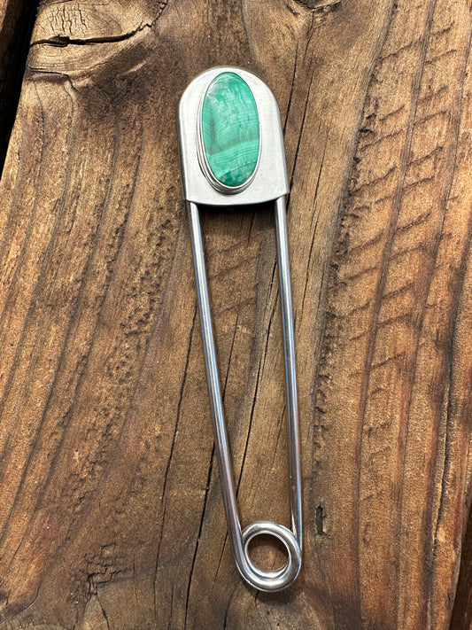 Malachite Chrysocolla Jumbo Safety Pin